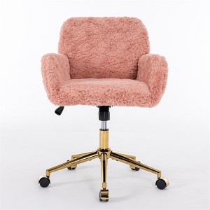 COWLOWN Office Chair, Adjustable Swivel Chair with Golden Base, 40° Recline & Plush Seat - 1 of 4