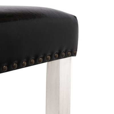 Modern Farmhouse 24" Black Leather Saddle Seat Counter Stool