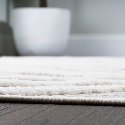 Ivory Geometric Flat Woven Synthetic Rectangular Rug