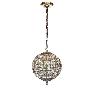 ALOADECOR 1-Light  Antique Gold Globe Sphere Chandelier Small Crystal Vintage Chandelier Cage-Style Shade Pendant Light for Kitchen Island - 1 of 4