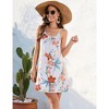 Floral Slip Dress for Women Summer Casual Crisscross Backless Mini Dress A Line Spaghetti Straps Beach Cami Sundress - 3 of 4