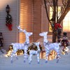 LuxenHome Set of 3 Lighted White Deer with Silver Bows, Indoor Outdoor Christmas Decoration White, Silver - 4 of 4