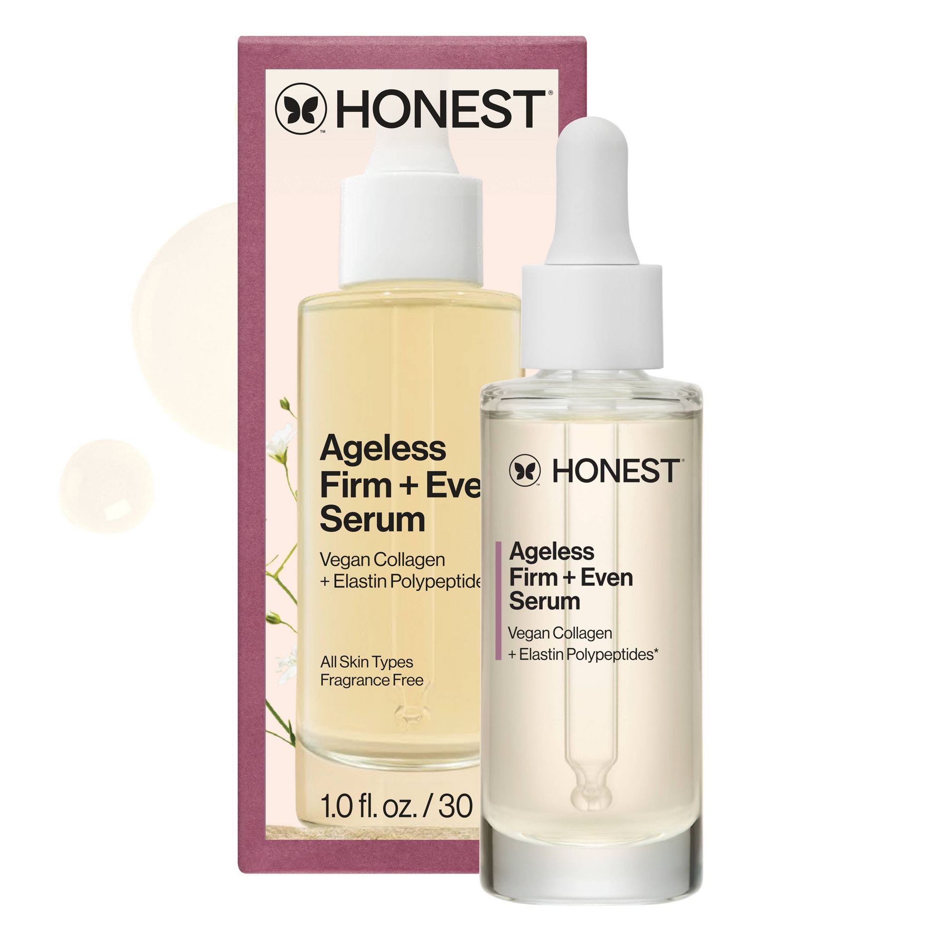 Honest Beauty Ageless Firm and Even Serum with Vegan Collagen and Niacinamide - 1.0 fl oz
