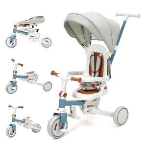 7-in-1 Foldable Tricycles for 1-3 Year Olds, Toddler Bike, Birthday Gift and Toy for Boys and Girls, Toddler Tricycle with Parent Push Handle - 1 of 4