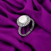 Slickblue Double Halo Pearl Cocktail Ring for Women, Hematite or Silver Finish, Freshwater Pearl, CZ Accents, Sizes 5-10 - 2 of 4