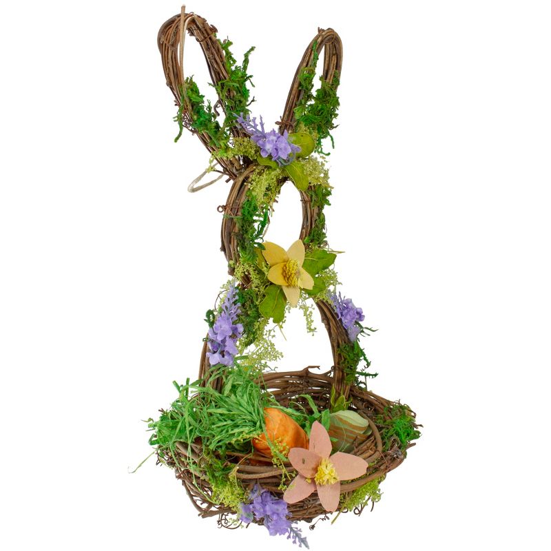 Northlight 14.5" Brown and Green Artificial Floral Bunny Shaped Basket, 3 of 6