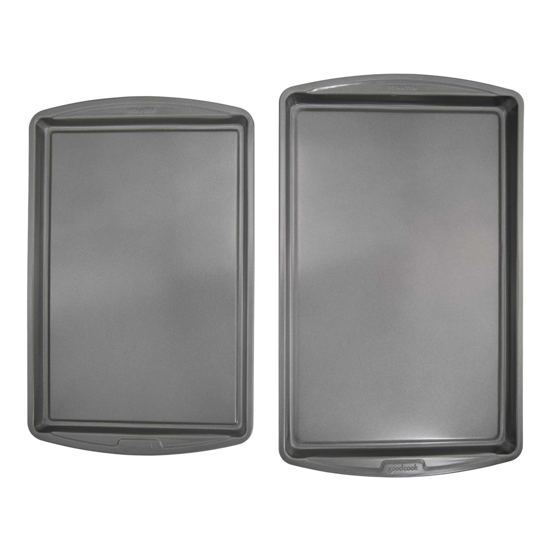 GoodCook Ready 2pk Cookie Sheets (17"x11" and 15"x10"): Nonstick Carbon Steel Baking Set, Dishwasher-Safe Bakeware