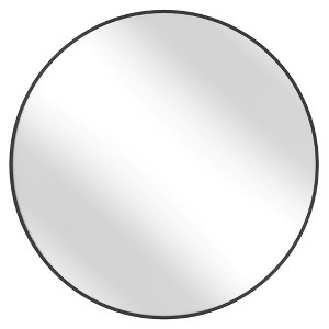Round Mirror, Bathroom Mirror for Wall, Metal Frame, Easy to Install Ink Black - 1 of 4