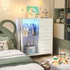 Aheaplus Dresser for Bedroom with Clothes Rack & Mirror, 5 Drawers Dresser with Charging Station & LED Lights - 4 of 4
