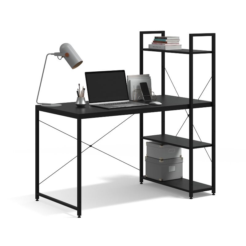 Glenwillow Home Ames Reversible Gaming Computer Desk with Adjustable Shelves, Home Office Desk, Grommet Cable Management, Leveler Feet, Easy Assembly, 4 of 11