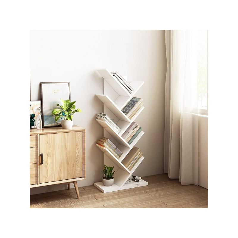Year Color Free Standing Retro Wood 8 Shelves Bookcase, 5 of 9