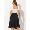Allegra K Women's Date Dinner Floral A-Line Elastic Waist Flare Swing Midi Skirt - 4 of 4