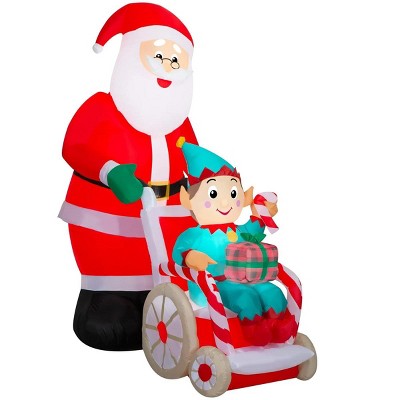 Holiday Time 6FT Santa and Elf in Wheelchair Scene Christmas Inflatable