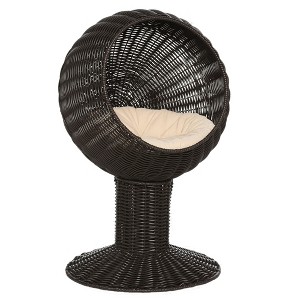 SEVOBAL Pet Crates and Houses Rotating Elevated Cat Bed with Plush Mat and Portable Design, Black, 17.72"*16.93"*17.32" - 1 of 4