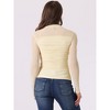 INSPIRE CHIC Women's Solid Mock Neck Mesh Sheer Long Sleeve Ruched Blouses - 3 of 4