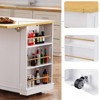 FONTOI Kitchen Island Cart with Drop Leaf, Rolling Kitchen Cart with 5 Open Side Racks for Kitchen, White, 53.14"*36.4"*29.52" - 4 of 4