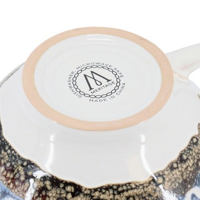 Gray and Brown Ceramic Soup Bowls with Handles, Set of 6