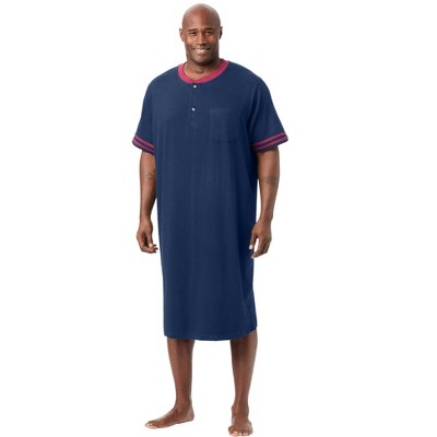 KingSize Men's Big & Tall Short-Sleeve Jersey Henley Nightshirt