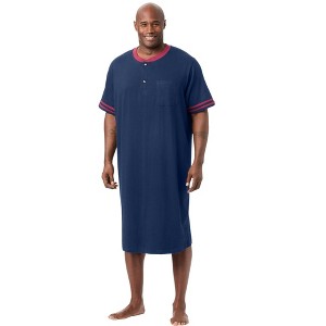 KingSize Men's Big & Tall Short-Sleeve Jersey Henley Nightshirt - 1 of 4