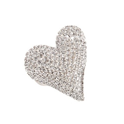 SOHI Women's Silver Heart Cocktail Ring