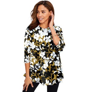 Jessica London Women's Plus Size Stretch Knit Swing Tunic - 1 of 4