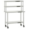 vidaXL Kitchen Work Table with Overshelf 43.3"x21.7"x59.1" Stainless Steel - 2 of 2