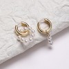 Women's Asymmetrical Pearl Hoop Earrings - Champayne Gold - 2 of 4
