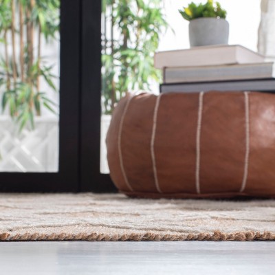Ivory and Natural Wool Flat Woven Rectangular Area Rug