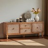 Mshliw Mid-Century Rattan TV Stand, 60" Wood Media Console with Drawers & Doors, Boho Entertainment Center for Living Room - 2 of 4