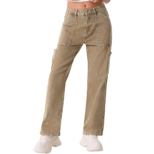 INSPIRE CHIC Women's High Waist Baggy Y2K Street Casual Fashion Cargo Pants with Pockets - 1 of 4