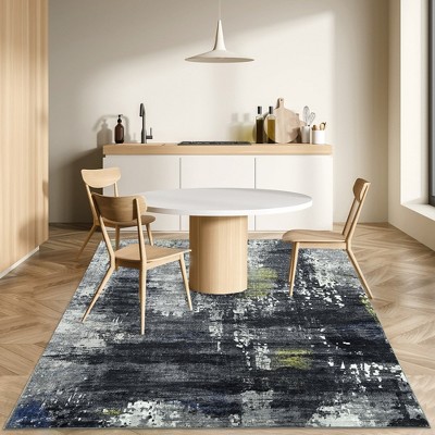 Abstract Area Rug Oriental Throw Rugs Modern Distressed Rug For Living Room,