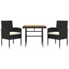 vidaXL Outdoor Dining Set Black PE Rattan, Steel, Solid Acacia Wood - 3 of 4