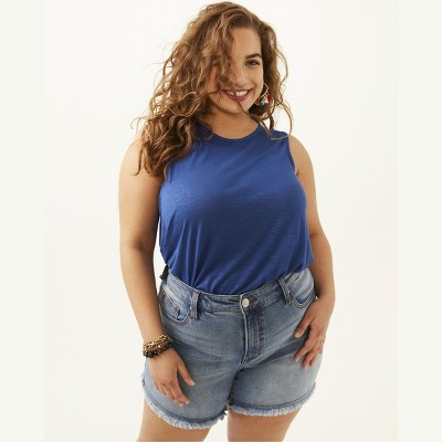 Women's Plus Size Adored Denim Short - Ivory