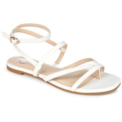 Journee Collection Womens Serissa Multi Strap Flat Sandals White 6 : Target