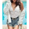 Women One Piece Lingerie Deep V-Neck Sexy Lace Bodysuit Sleeveless Babydoll Nightie - 4 of 4