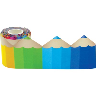 Teacher Created Resources Colored Pencils Die-Cut Rolled Border Trim, 50 Feet (Pack of 6)