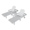 WestinTrends Malibu 3 Piece Adirondack Reclining Chaise Lounge With Arms & Wheels - 3 of 4