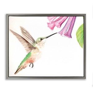 Stupell Industries Hummingbird & Bluebell Flower Black Framed Floater Canvas Wall Art - 1 of 4
