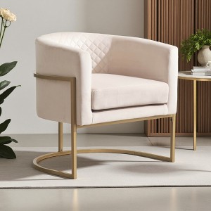 Velvet Accent Chair with Gold Bracket and Curved Backrest - 1 of 3
