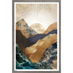 Trends International Reinders: Abstract - Autumn Mountains Framed Wall Poster Prints Barnwood Framed Version 22.375" x 34" - 1 of 4