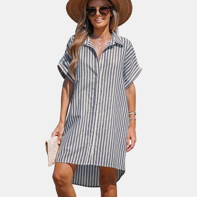 Women's Striped Mini Shirt Dress - Cupshe : Target