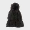 Canada Weather Gear Women's Cable Knit Beanie with Thermal Plush Lining and Faux Fur Pom - image 2 of 4