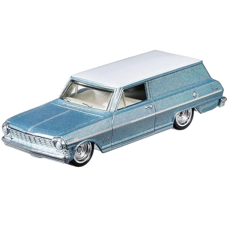 1964 Chevrolet Nova Panel Light Blue Metallic with White Top "Fast Wagons" Series Diecast Model Car by Hot Wheels, 2 of 4