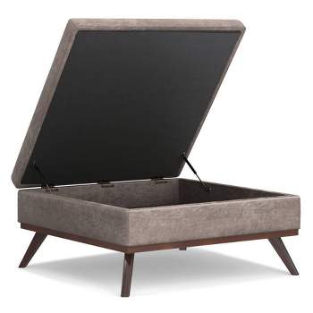 WyndenHall Ethan Xl Square Coffee Table Storage Ottoman Distressed Gray Taupe