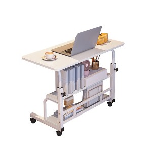 31.5" Mobile Standing Desk, Adjustable Height Portable Rolling Desk Small Computer Desk, Mobile Stand Up Desk With Wheels & Storage Shelves Home - 1 of 4