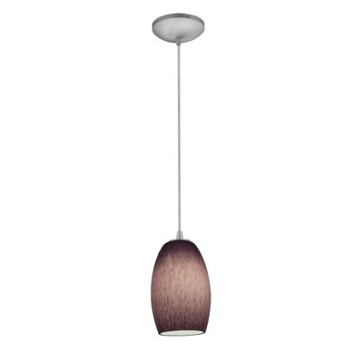 Chianti Plum Glass Pendant Light with Brushed Steel Finish