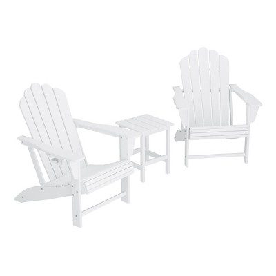 WestinTrends Highland 3-Piece Outdoor Patio HDPE Adirondack Chair With Cup Holder and Table Set