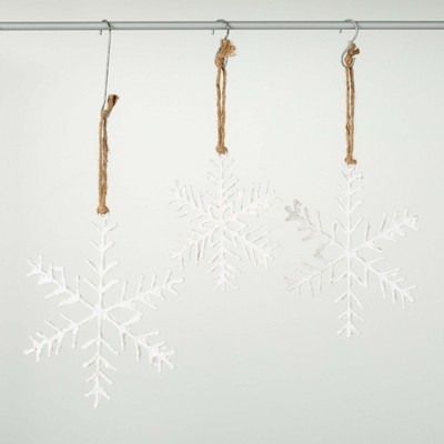 8.5"H  10.5"H & 11.75"H Sullivans Christmas White Snowflake Ornament Set of 3  White