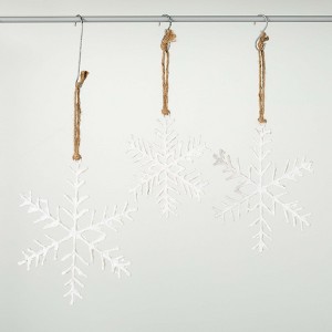 8.5"H  10.5"H & 11.75"H Sullivans Christmas White Snowflake Ornament Set of 3  White - 1 of 4