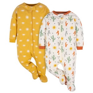 Gerber Baby Girls' Long Sleep Sleep 'N Plays, 2-Pack - 1 of 4